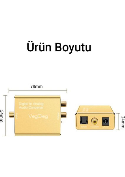 Koaksiyel Toslink Optik Dijital To 3.5mm Rca Analog Ses Çevirici Adaptör