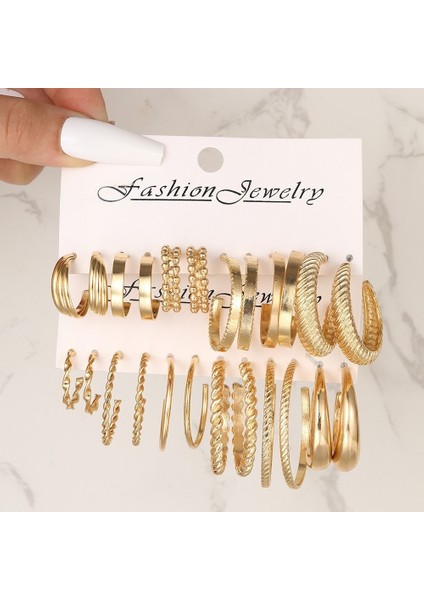 Moonriverçok Satan Moda Avrupa ve Amerikan Tarzı Altın C-Şekilli Zincir Küpe Seti, Bayanlar Için Hafif Lüks ve Üst Düzey Küpeler (Yurt Dışından)