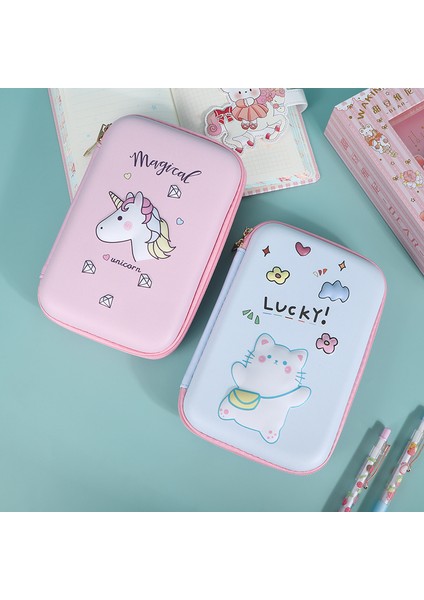 Caliphseva 3D Kalem Kutusu Pembe Unicorn Dondurmalı Kek Dinozor Kalem Kutusu Okul Malzemeleri Sevimli Kırtasiye Çantası Hediye Çanta Tutucu Depolama Ins (Yurt Dışından)