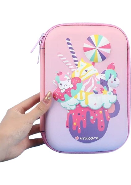 Caliphseva 3D Kalem Kutusu Pembe Unicorn Dondurmalı Kek Dinozor Kalem Kutusu Okul Malzemeleri Sevimli Kırtasiye Çantası Hediye Çanta Tutucu Depolama Ins (Yurt Dışından)