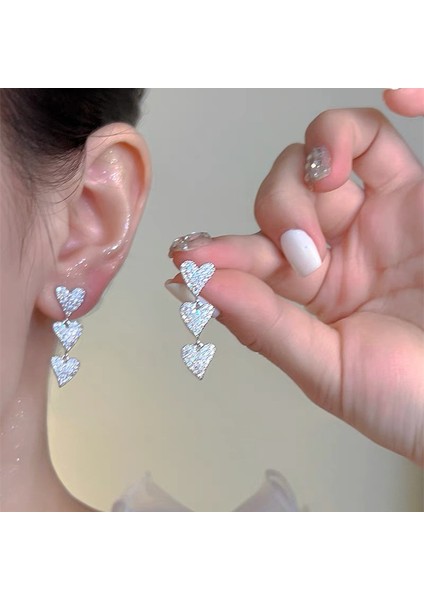 CALIPHS925 Gümüş Iğne Yay Küpe Kore Tarzı Küpeler Üst Düzey Küpeler Niş Inciler Çok Yönlü Mizaç Küpeleri (Yurt Dışından)