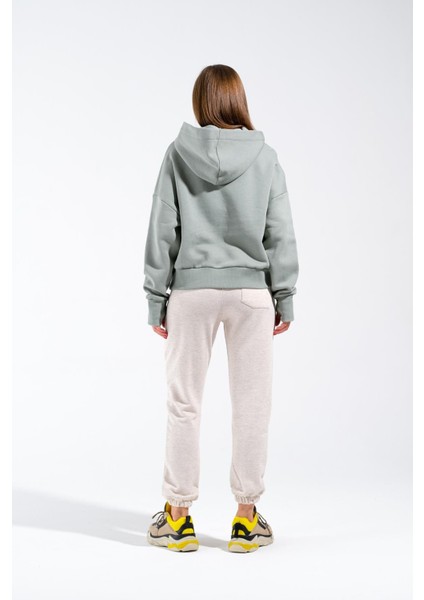 724513_KADIN Kapüşonlu Oversize Kanguru Cepli Sweatshirt