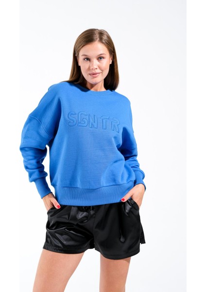 724511_KADIN Yuvarlak Yaka Oversize Sweatshirt