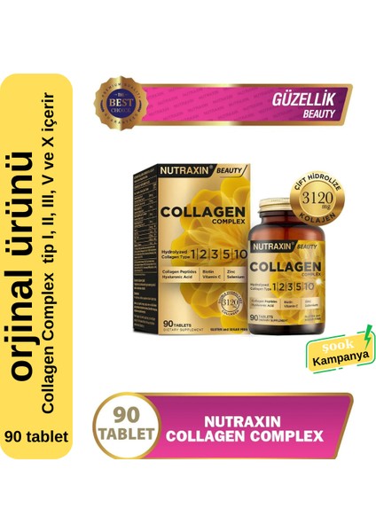 Collagen Complex 3'Lü 90 Tablet; Içerisinde Kolajen Tip I, Iı, Iıı, V Ve X Içerir