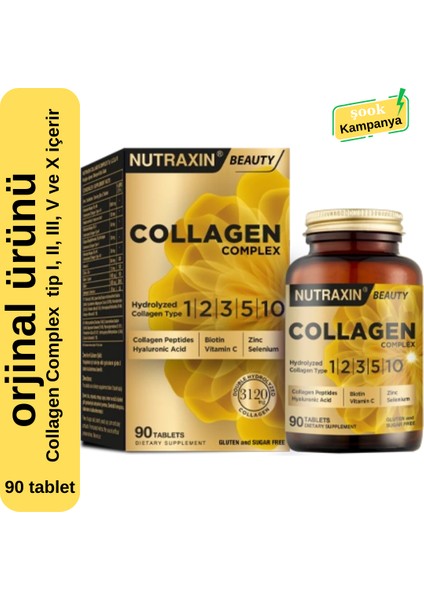 Collagen Complex 3'Lü 90 Tablet; Içerisinde Kolajen Tip I, Iı, Iıı, V Ve X Içerir