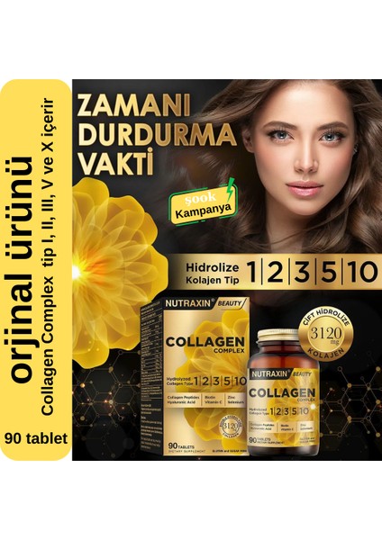 Collagen Complex 3'Lü 90 Tablet; Içerisinde Kolajen Tip I, Iı, Iıı, V Ve X Içerir