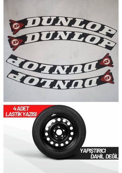Dunlop Motosiklet Ve Otomobil Araç 3d Oto Lastik Yazısı Sticker Arma 4 Adet