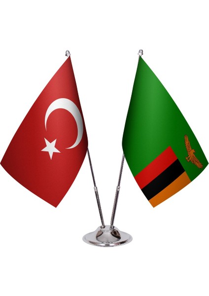Zambiya ve Türkiye Ikili Masa Bayrağı Seti