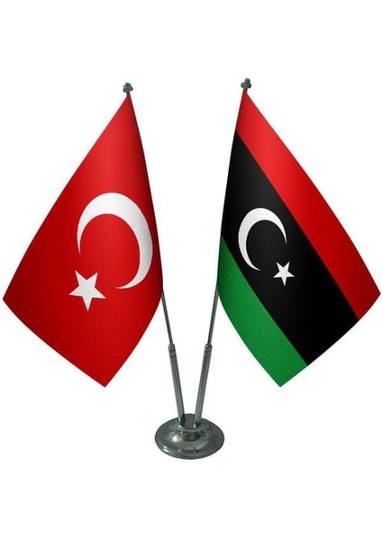 Libya ve Türkiye Ikili Masa Bayrağı Seti