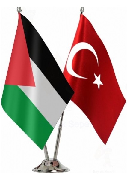 Filistin ve Türkiye Ikili Masa Bayrağı Seti