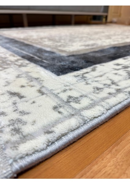 4160 Krem - Mavi Akrilik Dokuma Halı Yumuşak Salon Oturma Odası Halısı