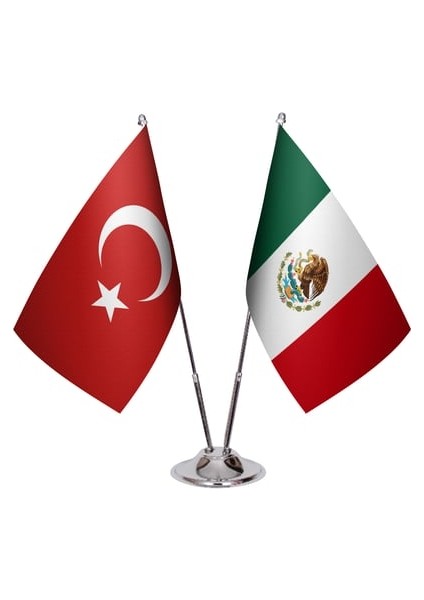 Meksika ve Türkiye Ikili Masa Bayrağı Seti