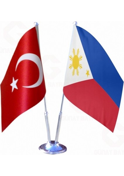 Filipinler ve Türkiye Ikili Masa Bayrağı Seti