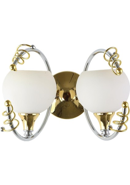 2 Kollu Gold - Krom, Beyaz Camlı Aplik BS.7874-51-29
