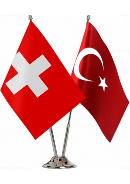 Isviçre ve Türkiye Ikili Masa Bayrağı Seti