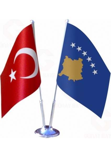 Kosova ve Türkiye Ikili Masa Bayrağı Seti
