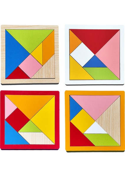 Eğitici Ahşap Oyuncak | Çocukların Zihinsel Gelişimi Için 10 Adet Mini Tangram Seti