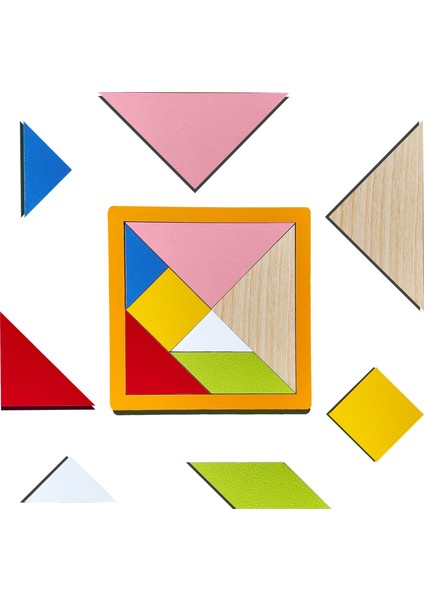 Eğitici Ahşap Oyuncak | Çocukların Zihinsel Gelişimi Için 10 Adet Mini Tangram Seti
