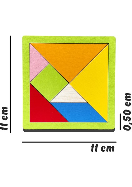 Eğitici Ahşap Oyuncak | Çocukların Zihinsel Gelişimi Için 10 Adet Mini Tangram Seti