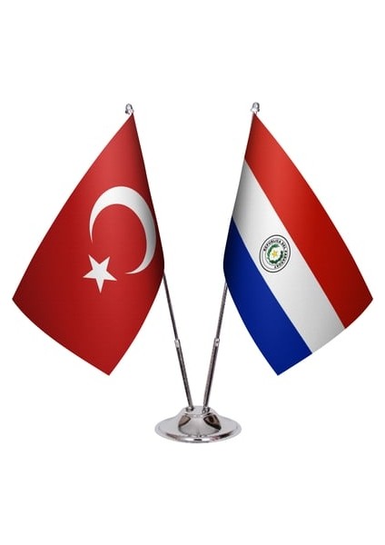 Paraguay ve Türkiye Ikili Masa Bayrağı Seti