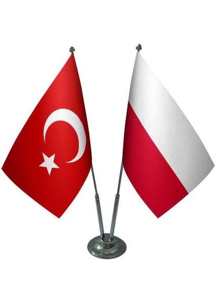 Polonya ve Türkiye Ikili Masa Bayrağı Seti