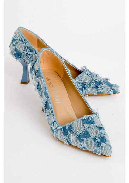 Kadın Topuklu Ayakkabı Mavi Kot