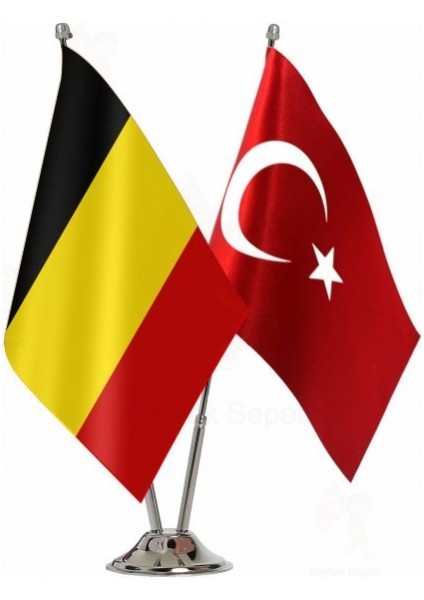 Belçika ve Türkiye Ikili Masa Bayrağı Seti