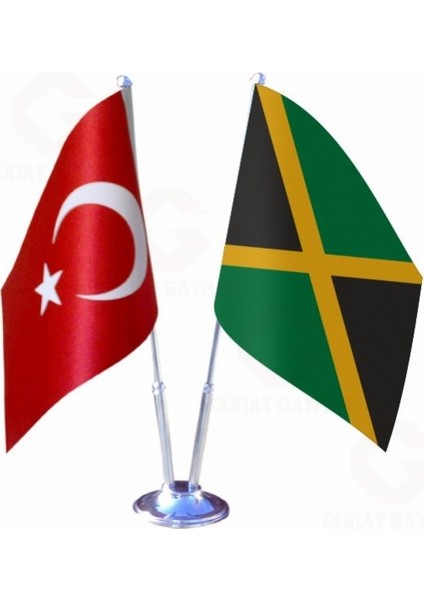 Jamaika ve Türkiye Ikili Masa Bayrağı Seti