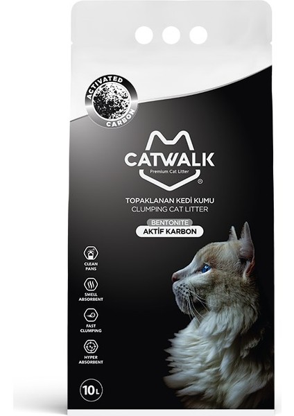 Catwalk Aktif Karbon Bentonit Topaklanan Kedi Kumu 2 x 10 Lt