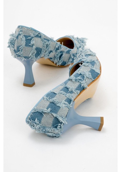 Kadın Topuklu Ayakkabı Mavi Kot fırsatları