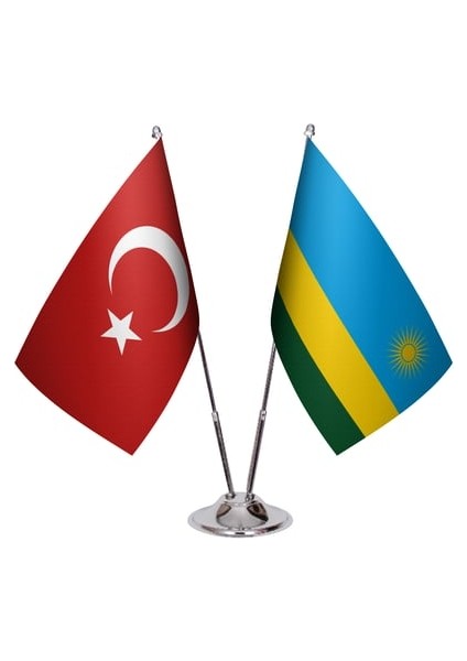Rwanda ve Türkiye Ikili Masa Bayrağı Seti