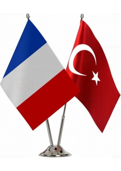 Fransa ve Türkiye Ikili Masa Bayrağı Seti