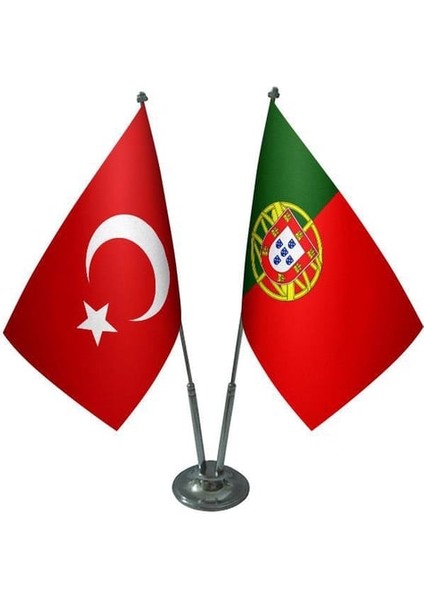 Portekiz ve Türkiye Ikili Masa Bayrağı Seti