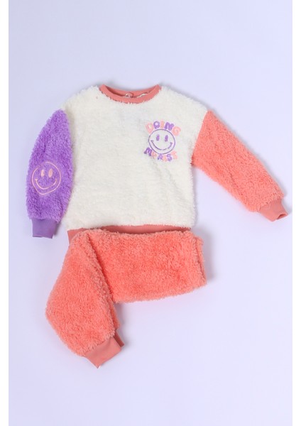 Çocuk Peluş Alt-Üst Takım Baskılı Kolları Renkli D23 fiyatları
