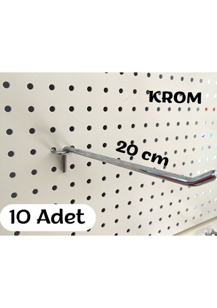 10 Adet Delikli Geçme Kanca Raf Aksesuarı - Raf Kancası - Raf Askısı 30 cm
