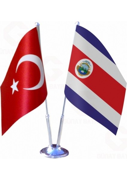Kostarika (Costarica) ve Türkiye Ikili Masa Bayrağı Seti
