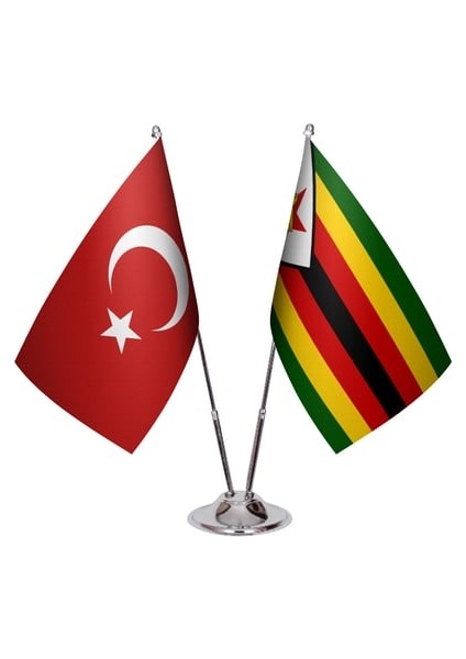 Zimbabve ve Türkiye Ikili Masa Bayrağı Seti