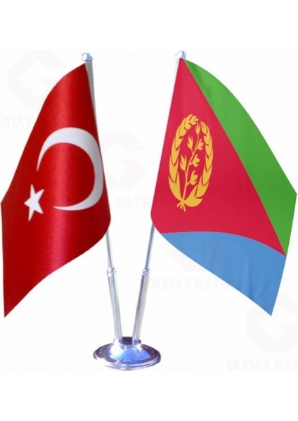 Eritre ve Türkiye Ikili Masa Bayrağı Seti