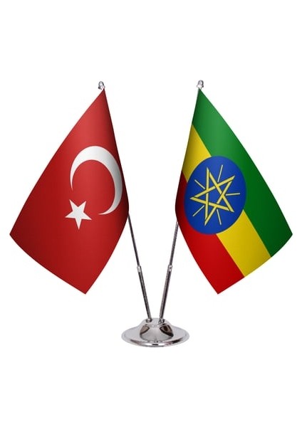 Etiopya ve Türkiye Ikili Masa Bayrağı Seti