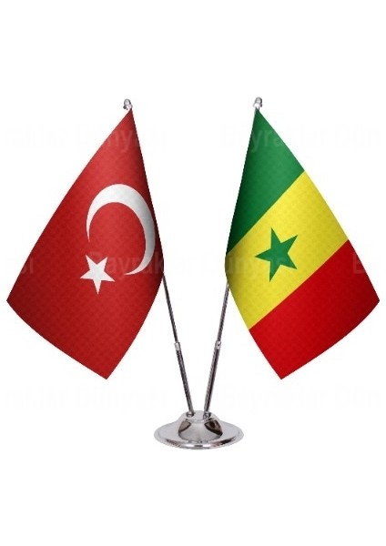 Senegal ve Türkiye Ikili Masa Bayrağı Seti