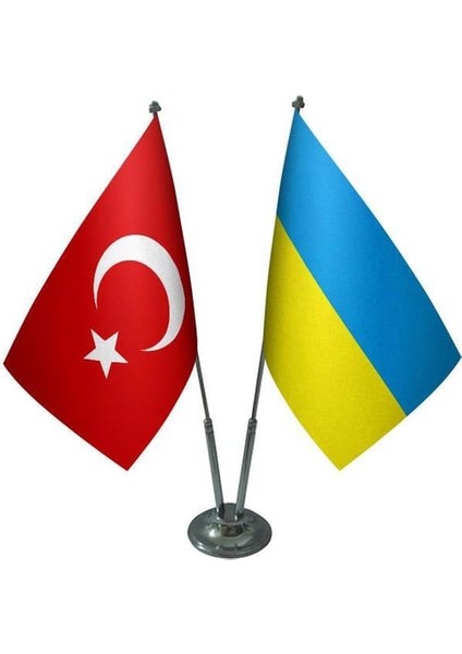 Ukrayna ve Türkiye Ikili Masa Bayrağı Seti