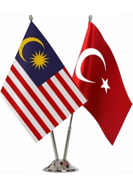 Malezya ve Türkiye Ikili Masa Bayrağı Seti