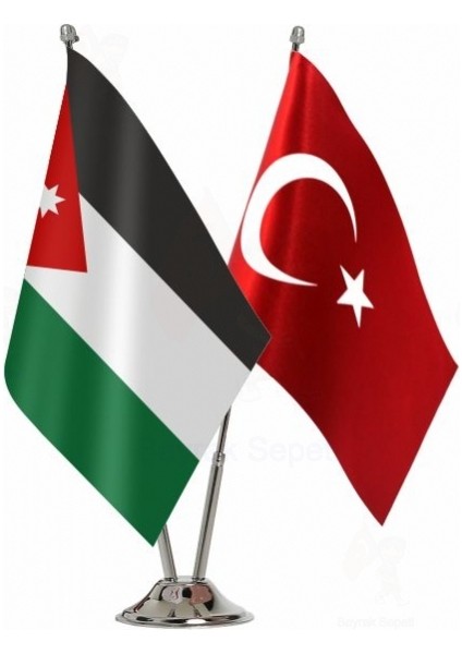 Ürdün ve Türkiye Ikili Masa Bayrağı Seti