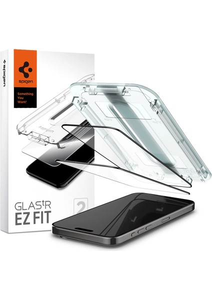 iPhone 15 Pro Ekran Koruyucu Kolay Kurulum Glas.tR EZ Fit Full Cover Black (2 Adet) - AGL06893