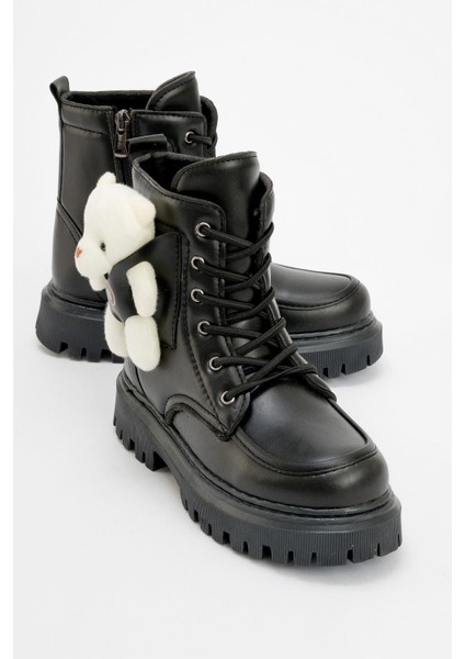 Bağcıklı Ayıcık Detaylı Çocuk Bot SİYAH CİLT