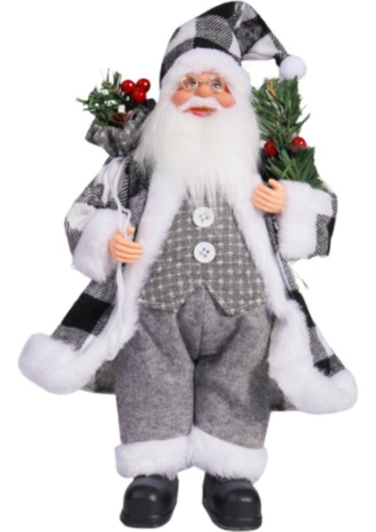 Noel Noel Baba Figürü Hediye Bebek Aksesuarları Oturma Odası Tatil Dekoru Siyah Beyaz Kareli (Yurt Dışından)