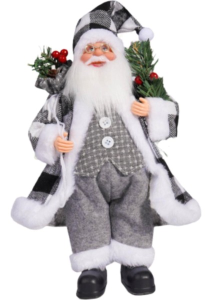 Noel Noel Baba Figürü Hediye Bebek Aksesuarları Oturma Odası Tatil Dekoru Siyah Beyaz Kareli (Yurt Dışından) modelleri