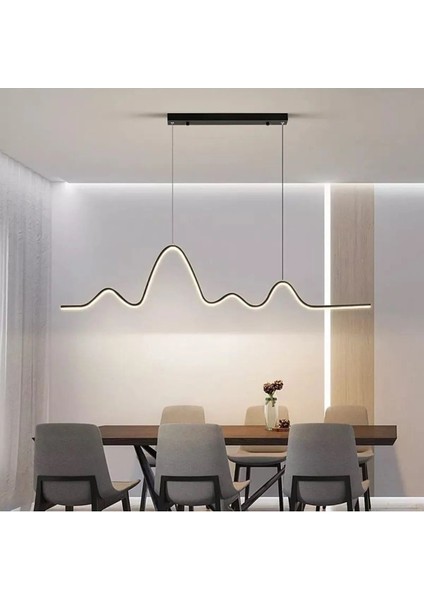 Ritim Modern Tasarım Yatak Odası - Salon - Mutfak Yemek Masası Renk Beyaz LED 2 Li Avize (110 Cm)
