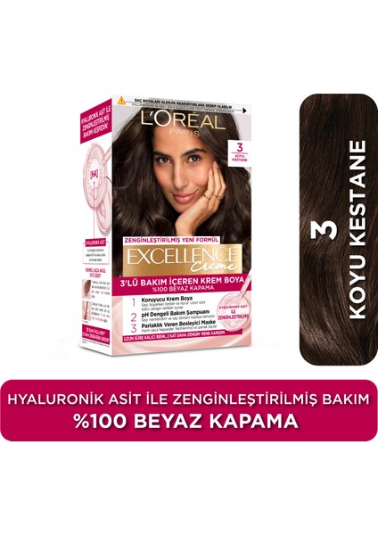 L'Oréal Paris Excellence Creme Saç Boyası - 3 Koyu Kestane