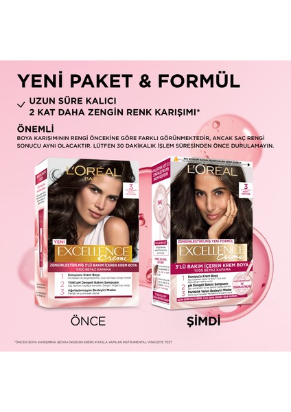 L'Oréal Paris Excellence Creme Saç Boyası - 3 Koyu Kestane